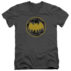 Batman - Mens Vintage Symbol Collage V-Neck T-Shirt