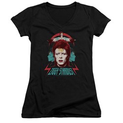 David Bowie - Juniors Ziggy Heads V-Neck T-Shirt