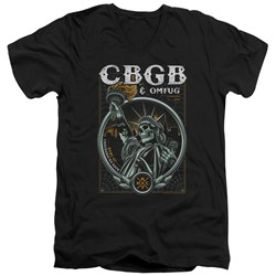 Cbgb - Mens Liberty Skull V-Neck T-Shirt