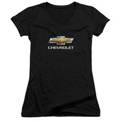 Chevrolet - Juniors Chevy Bowtie Stacked V-Neck T-Shirt