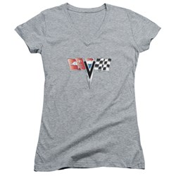 Chevrolet - Juniors 2Nd Gen Vette Nose Emblem V-Neck T-Shirt