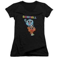 Amazing World Of Gumball - Juniors Gumball Spray V-Neck T-Shirt