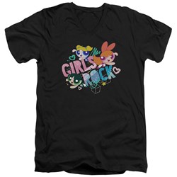 Powerpuff Girls - Mens Girls Rock V-Neck T-Shirt