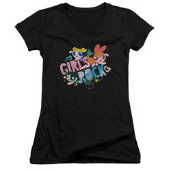 Powerpuff Girls - Juniors Girls Rock V-Neck T-Shirt