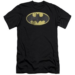 Dc - Mens Retro Bat Logo Distressed Premium Slim Fit T-Shirt