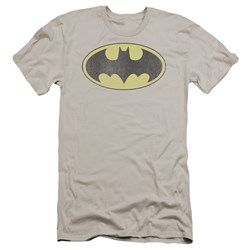 Dc - Mens Retro Bat Logo Distressed Premium Slim Fit T-Shirt