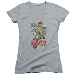 Wonder Woman - Juniors Ww75 Comic Page V-Neck T-Shirt