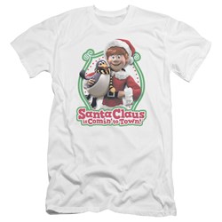 Santa Claus Is Comin To Town - Mens Penguin Premium Slim Fit T-Shirt