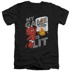 Hot Stuff - Mens Game Is Lit V-Neck T-Shirt
