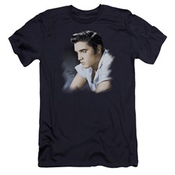 Elvis Presley - Mens Blue Profile Premium Slim Fit T-Shirt