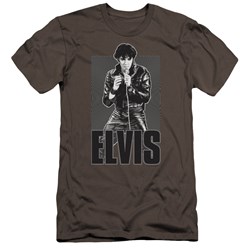 Elvis Presley - Mens Leather Premium Slim Fit T-Shirt