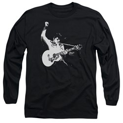 Elvis Presley - Mens Black And White Guitarman Long Sleeve T-Shirt