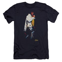 Elvis Presley - Mens Yellow Scarf Premium Slim Fit T-Shirt