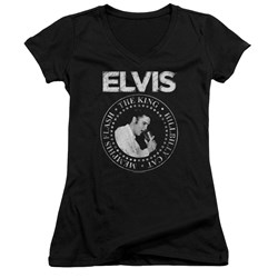 Elvis Presley - Juniors Rock King V-Neck T-Shirt