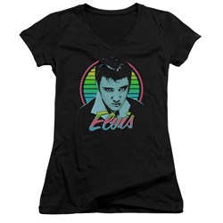Elvis Presley - Juniors Neon King V-Neck T-Shirt