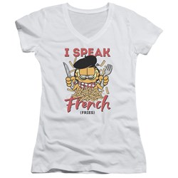 Garfield - Juniors Speaking Love V-Neck T-Shirt
