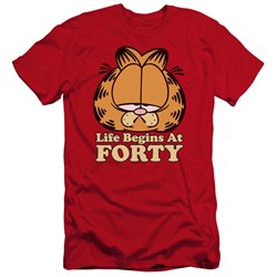 Garfield - Mens Life Begins At Forty Premium Slim Fit T-Shirt