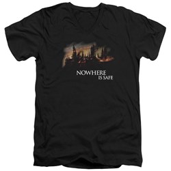 Harry Potter - Mens Burning Hogwarts V-Neck T-Shirt