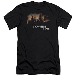 Harry Potter - Mens Burning Hogwarts Premium Slim Fit T-Shirt