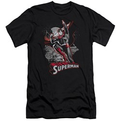Jla - Mens Superman Red & Gray Premium Slim Fit T-Shirt