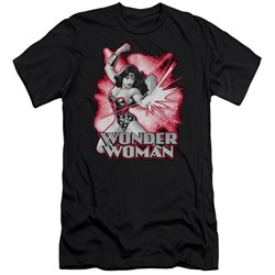 Jla - Mens Wonder Woman Red & Gray Premium Slim Fit T-Shirt