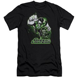 Jla - Mens Green Lantern Green & Gray Premium Slim Fit T-Shirt