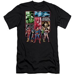 Jla - Mens Justice League Panels Premium Slim Fit T-Shirt