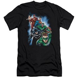 Jla - Mens Heroes Unite Premium Slim Fit T-Shirt