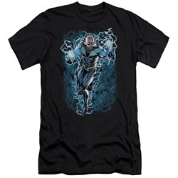 Jla - Mens Black Lightning Bolts Premium Slim Fit T-Shirt
