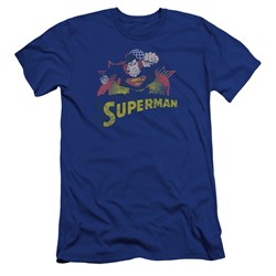 Jla - Mens Superman Rough Distress Premium Slim Fit T-Shirt