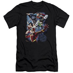 Jla - Mens Galactic Attack Color Premium Slim Fit T-Shirt