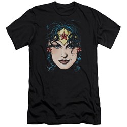 Dco Jla - Mens Wonder Woman Head Premium Slim Fit T-Shirt