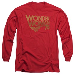 Wonder Woman - Mens Wonder Woman 75Th Anniversary Gold Logo Long Sleeve T-Shirt