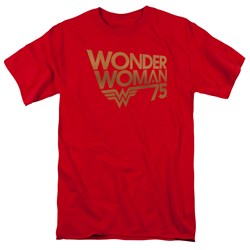 Wonder Woman - Mens Wonder Woman 75Th Anniversary Gold Logo T-Shirt