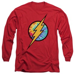 Dc Flash - Mens Tie Dye Flash Logo Long Sleeve T-Shirt