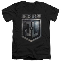 Justice League Movie - Mens Shield Logo V-Neck T-Shirt