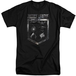 Justice League Movie - Mens Shield Of Emblems Tall T-Shirt