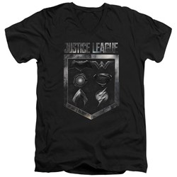Justice League Movie - Mens Shield Of Emblems V-Neck T-Shirt