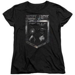 Justice League Movie - Womens Shield Of Emblems T-Shirt