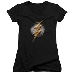 Justice League Movie - Juniors Flash Logo V-Neck T-Shirt