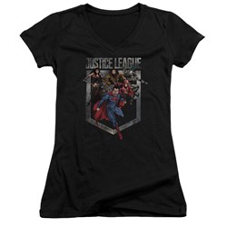 Justice League Movie - Juniors Charge V-Neck T-Shirt