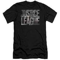 Justice League Movie - Mens Metal Logo Premium Slim Fit T-Shirt