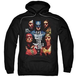 Justice League Movie - Mens Save The World Poster Pullover Hoodie