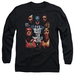 Justice League Movie - Mens Save The World Poster Long Sleeve T-Shirt