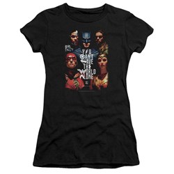 Justice League Movie - Juniors Save The World Poster T-Shirt