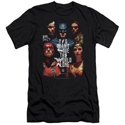 Justice League Movie - Mens Save The World Poster Premium Slim Fit T-Shirt