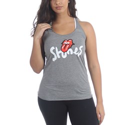 Rolling Stones - Womens Brush Stroke Stones Grey Racerfront Tank Top
