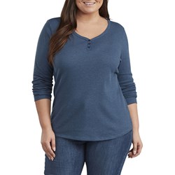 Dickies - Womens Plus Long Sleeve Henley Shirt