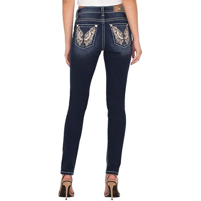 Miss Me Womens Mid-Rise Hailey Skinny Broader Embroidery Jeans