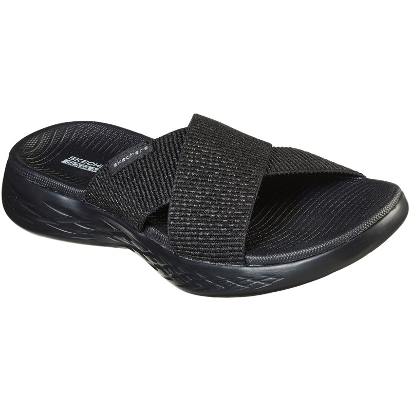 Skechers Women s On The Go 600 Glistening Sandals Black Black 7.0